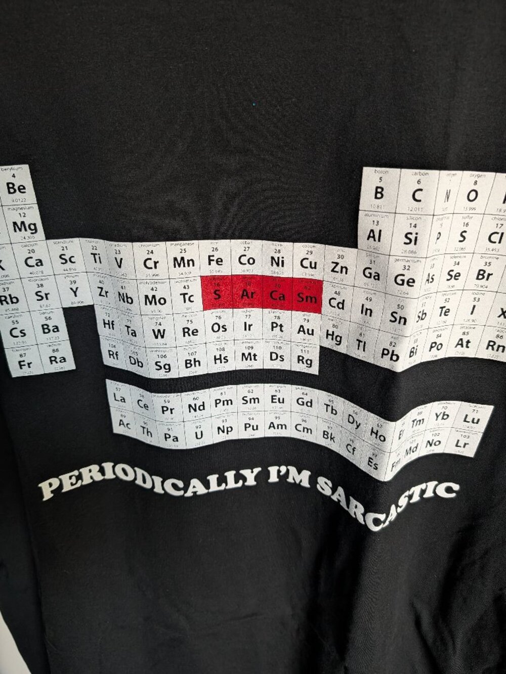 NWOT Periodic Table of Elements "Periodically I'm Sarcastic" T-shirt XL